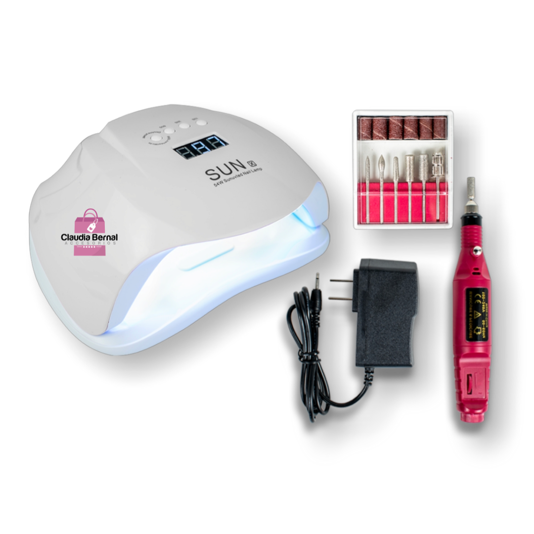 LÁMPARA DE 54W SUN UV LED + PULIDOR DE UÑAS BÁSICO
