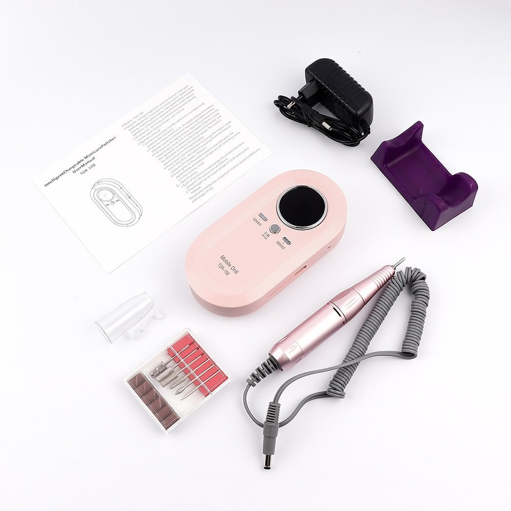 PULIDOR INHALAMBRICO RECARGABLE PROFESIONAL NAIL DRILL TGR-108 PARA UÑAS 30.000 RPM - Imagen 4