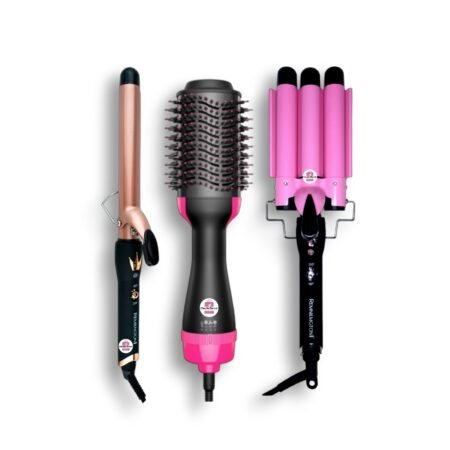 SUPER COMBO CEPILLO SECADOR + RIZADOR EN TUBO REMLGTON 2071 25MM + RIZADOR ONDAS DE SIRENA REMLGTON 9630
