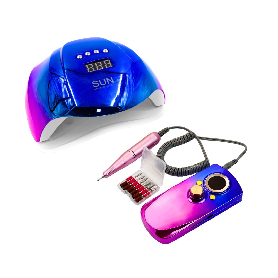 COMBO LÁMPARA PARA UÑAS UV LED 54W + PULIDOR INHALAMBRICO PROF TORNASOL SG-702